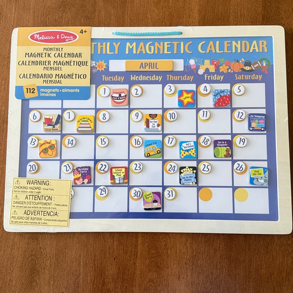 New Melissa & Doug Colorful Monthly Magnetic Calendar